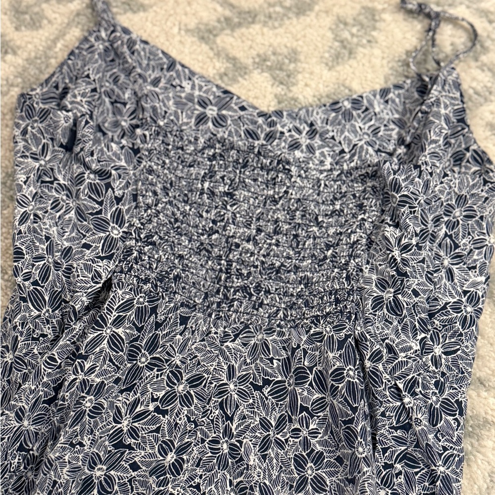 Old Navy Spaghetti Strap Navy and White Floral Sun Dress Size Large - Picture 3 of 6